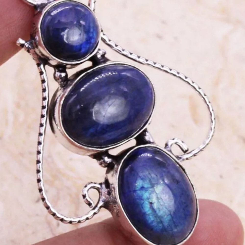 Large labradorite silver pendants - Picture 2 of 2